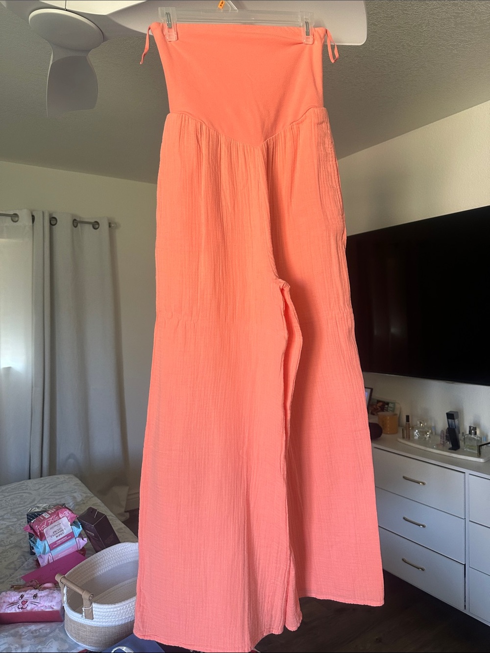 aerie Coral Wide Leg Jumpsuit